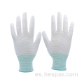 Guantes Hespax Anti-Static White Polyéster con tejido de punto PU